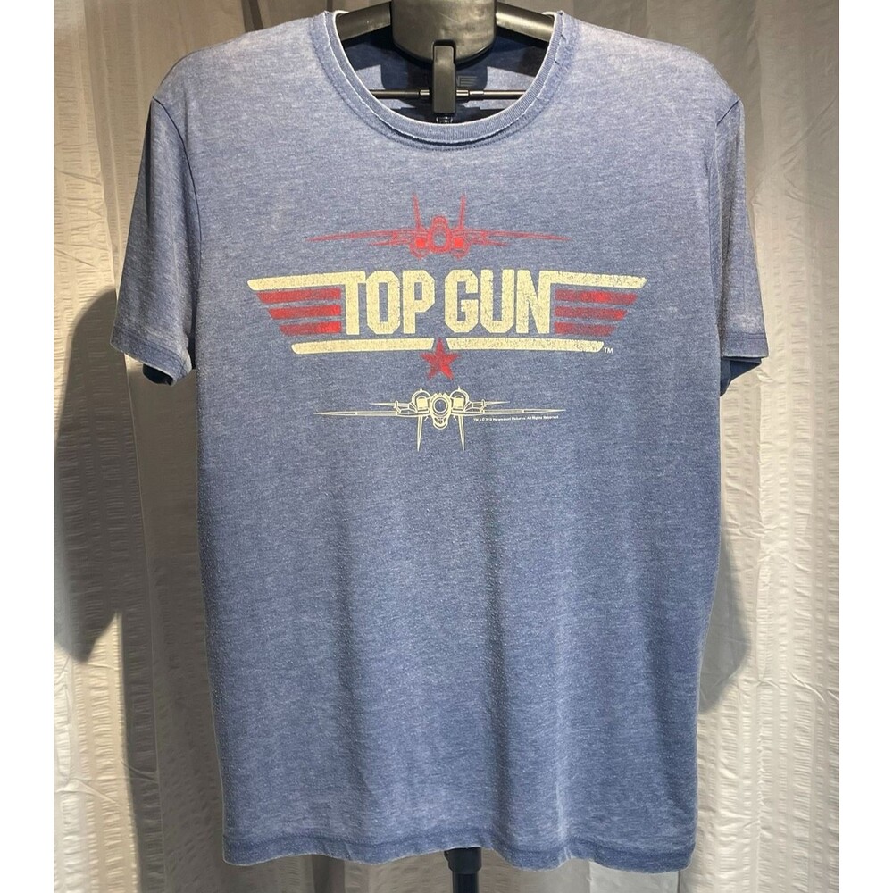 Top Gun 2018 Paramount Men M Fighter Jet Graphic T Shirt Blue Heather Movie Tee
